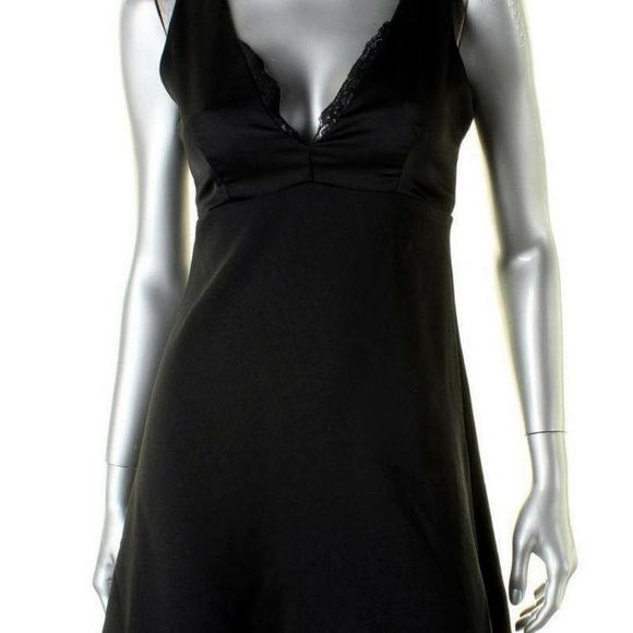 Aqua Black Ruffle Silky Party Dress - Picture 2 of 4